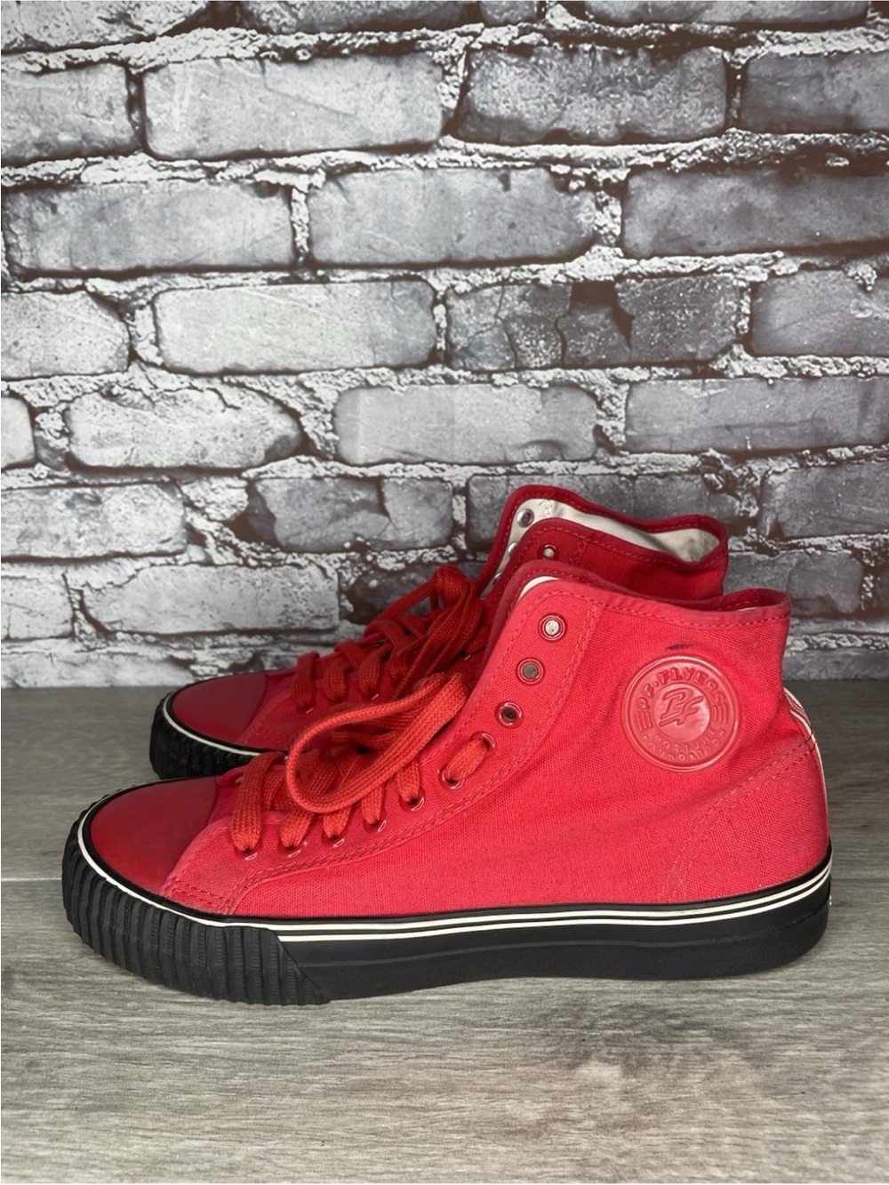 PF Flyers Red Canvas Fabric Lace Up High Top Sneakers Shoes Men Sz 11 US/45EU - Picture 4 of 12